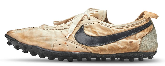 An unworn Moon Shoe from the 1972, showing the first waffle sole designed by Bill Bowerman