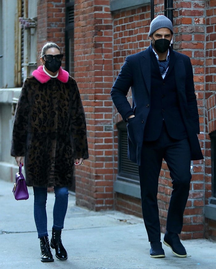 Olivia Palermo and husband Johannes Huebl go out for a stroll in Brooklyn on January 23, 2021