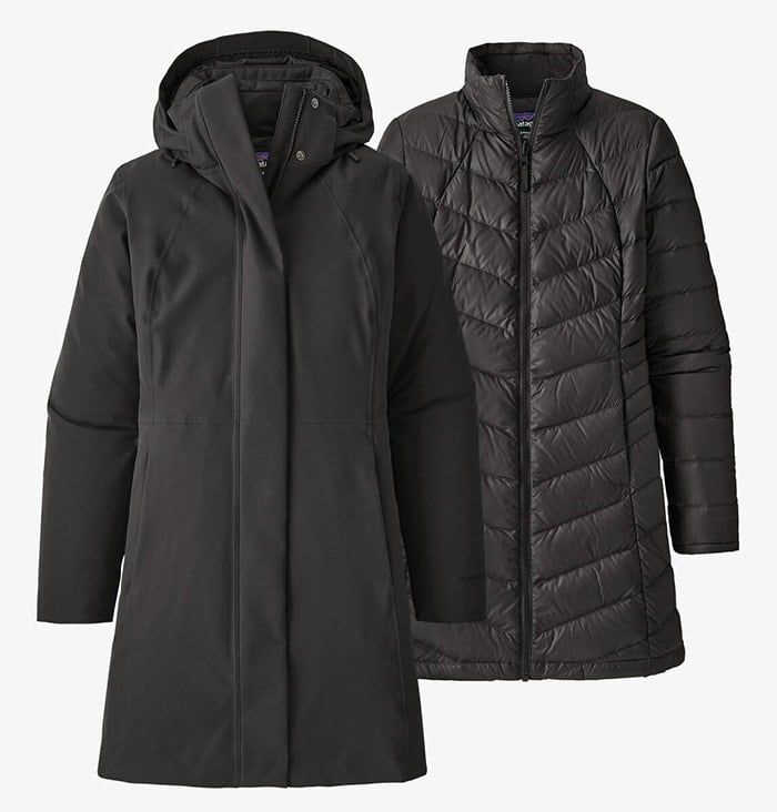 You can bundle up with the removable parka or take it off to reveal the quilted jacket underneath