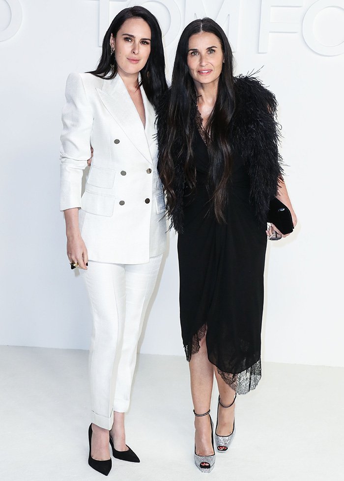 Demi Moore and Rumer Willis looking like twins at the Tom Ford Autumn/Winter 2020 Fashion Show, February 7, 2020