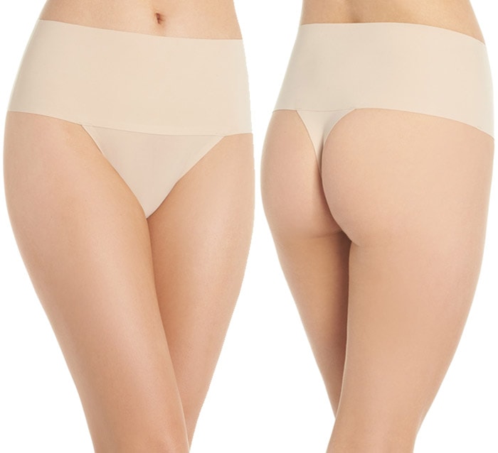 In addition to a nice rear view, these next-to-nothing panties offer elastic-free edges and a bonded waistband—making them totally invisible under clothes