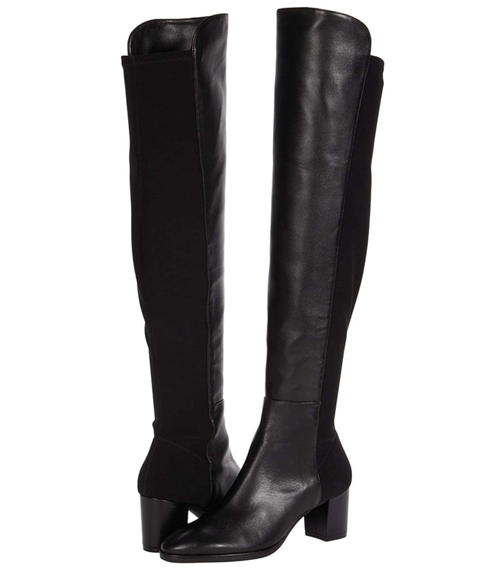 Poised suede Stuart Weitzman Harper boots featuring a man-made lining and lightly cushioned, stationed leather insole