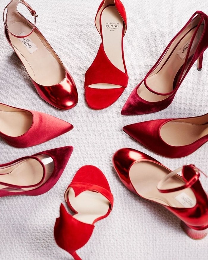 Discounted red shoes from Valentino, Ralph & Russo, and Francesco Russo at The Outnet