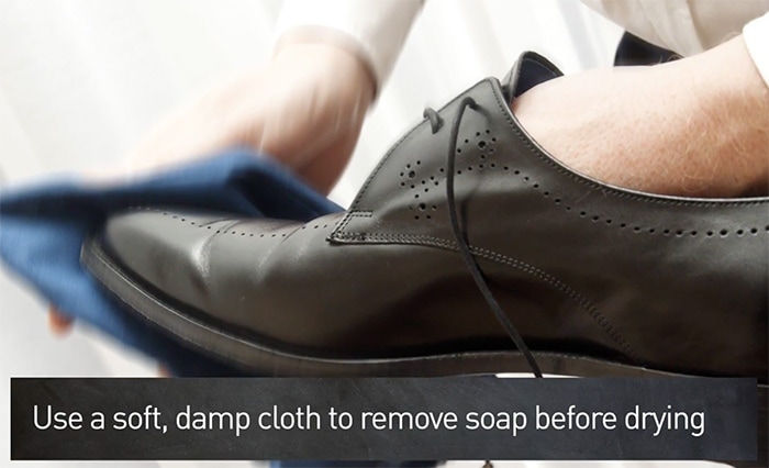 Wipe off the soap with a clean, damp cloth