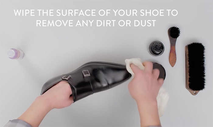 Wipe the exterior surfaces of the shoe to remove dirt and dust