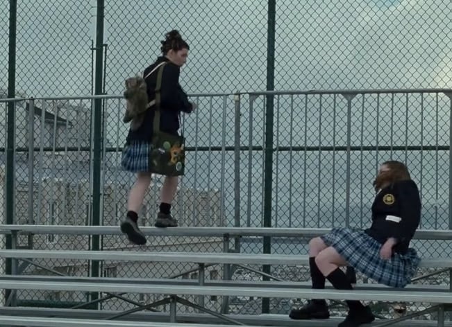 Anne Hathaway's fall during the bleacher scene was not planned