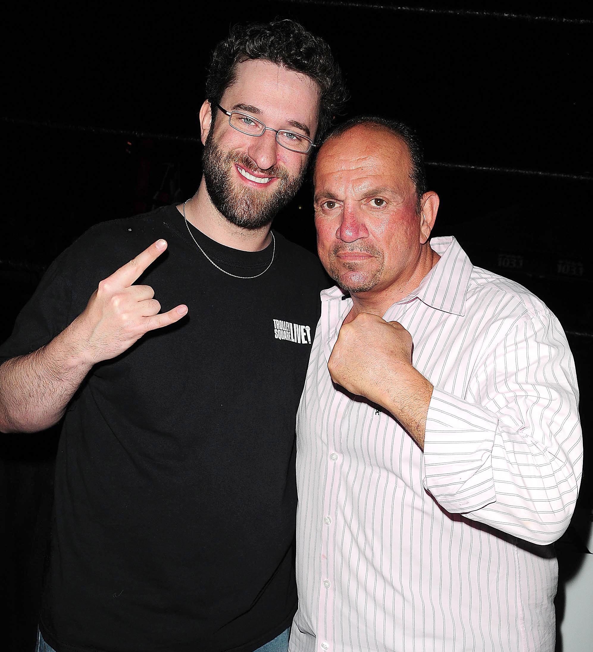 Dustin "Screech" Diamond and Frank Sorrentino attend a celebrity boxing match