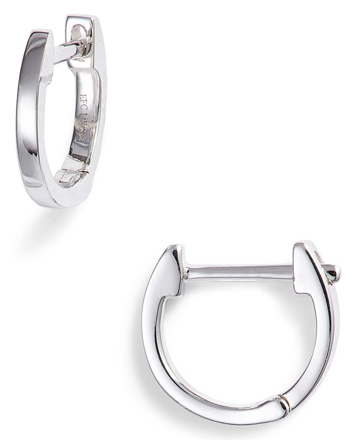 These tiny white gold hoops are enough to add elegance to a simple business look