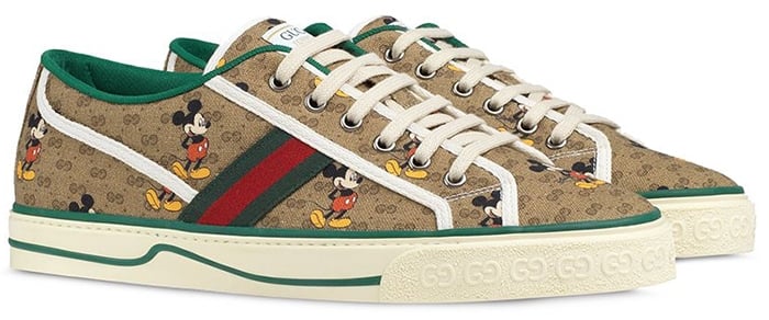 Gucci x Disney beige and brown canvas "Mickey Mouse" Tennis 1977 sneakers