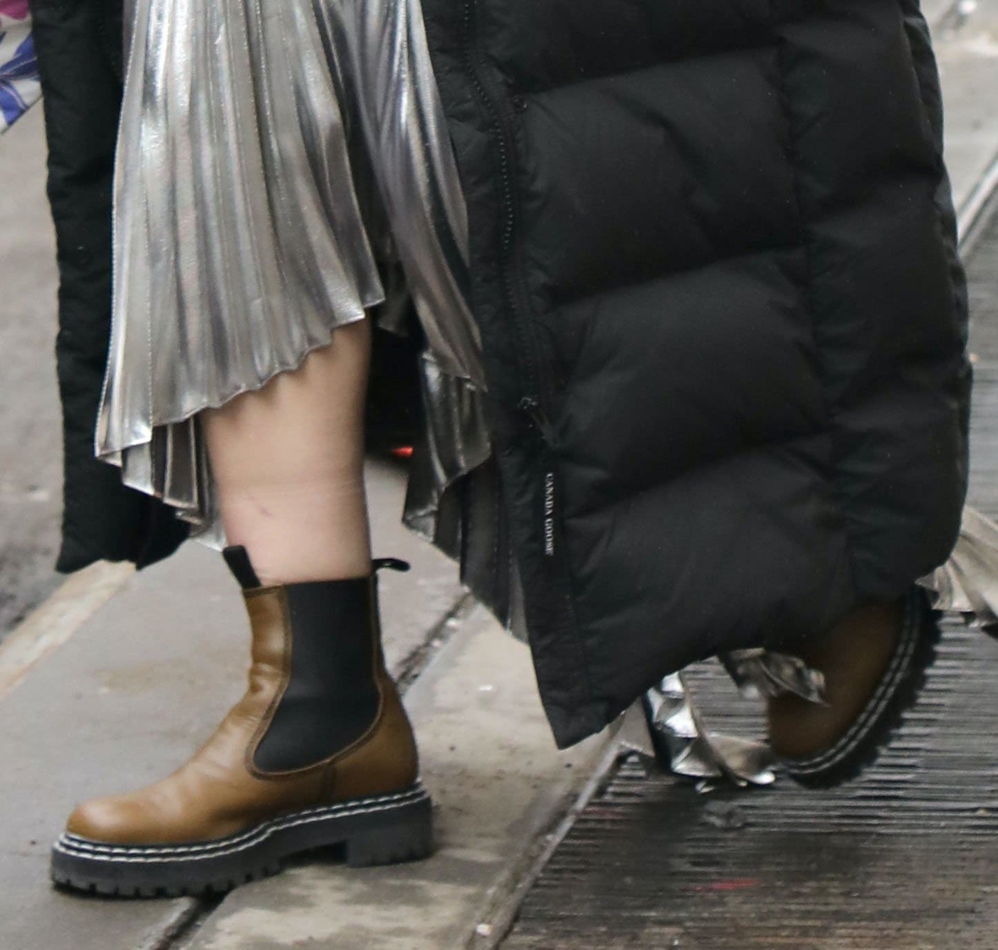 Hilary Duff teams her dress with Proenza Schouler Chelsea boots