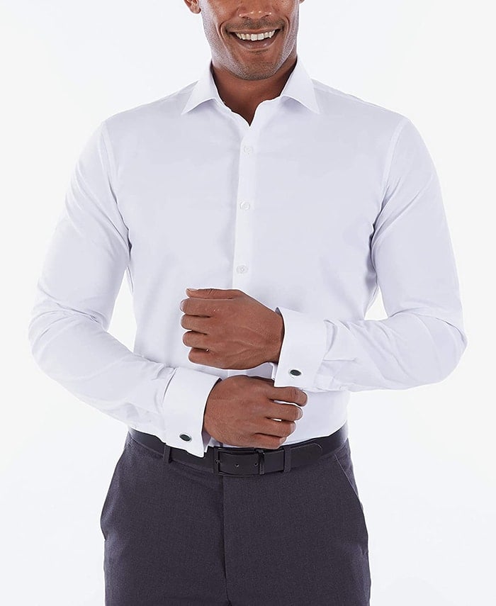 Complete your business look with Kenneth Cole's Technicole white shirt with French cuffs