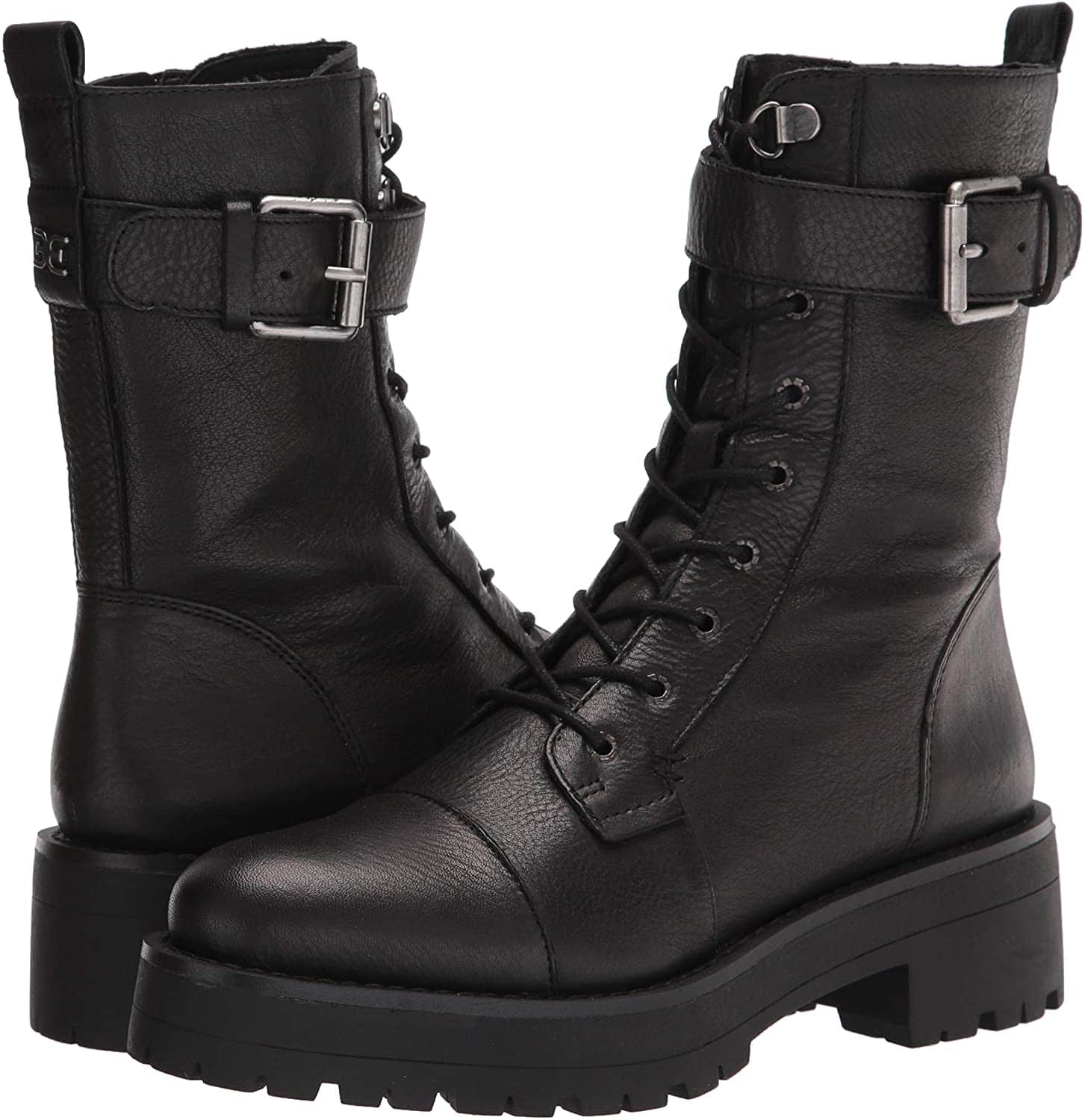 Add moto-edge to your look with the Sam Edelman Junip combat boots, featuring a buckled strap