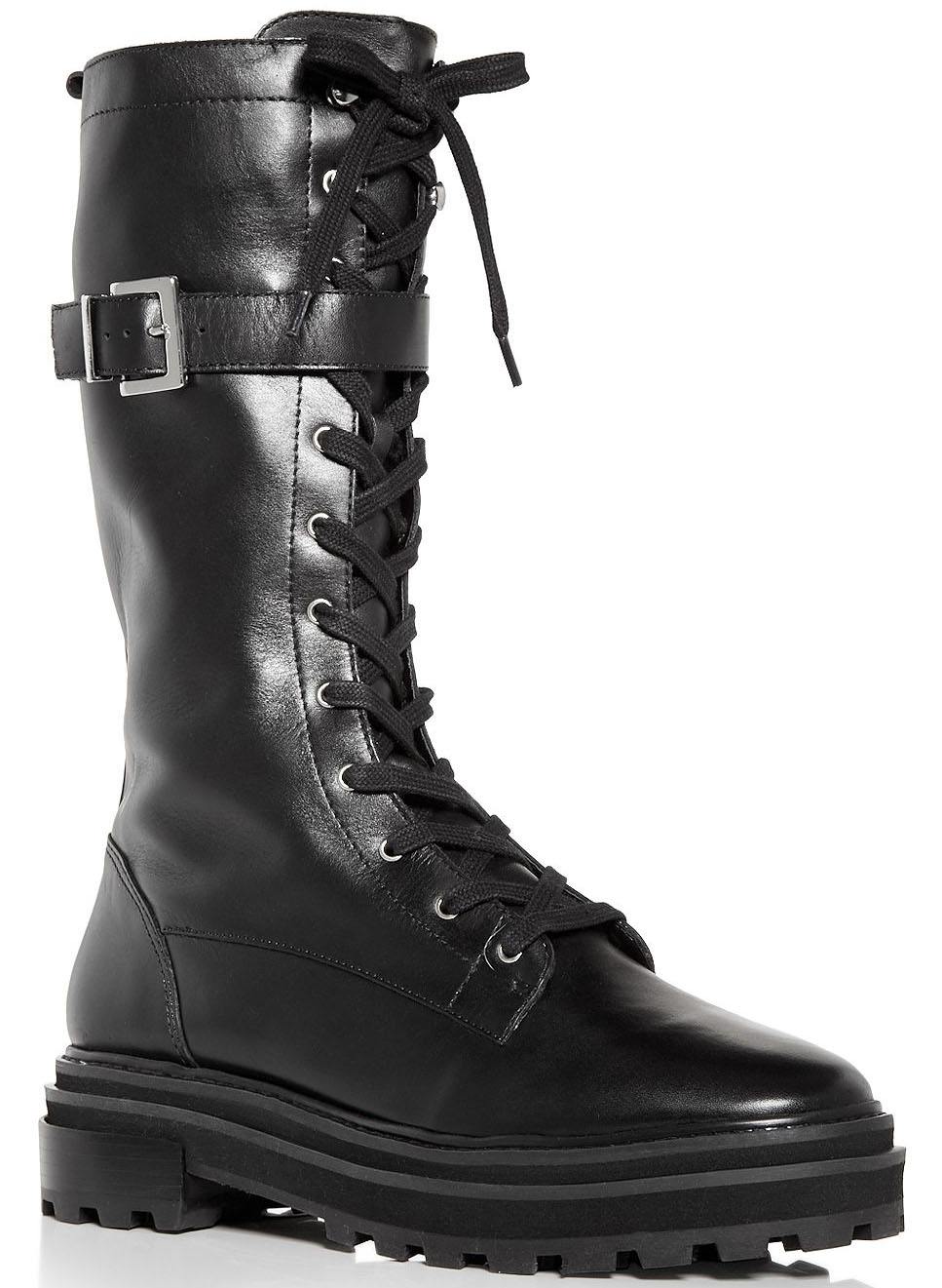 Schutz Moly combat boots feature removable buckled straps and thick platform heels