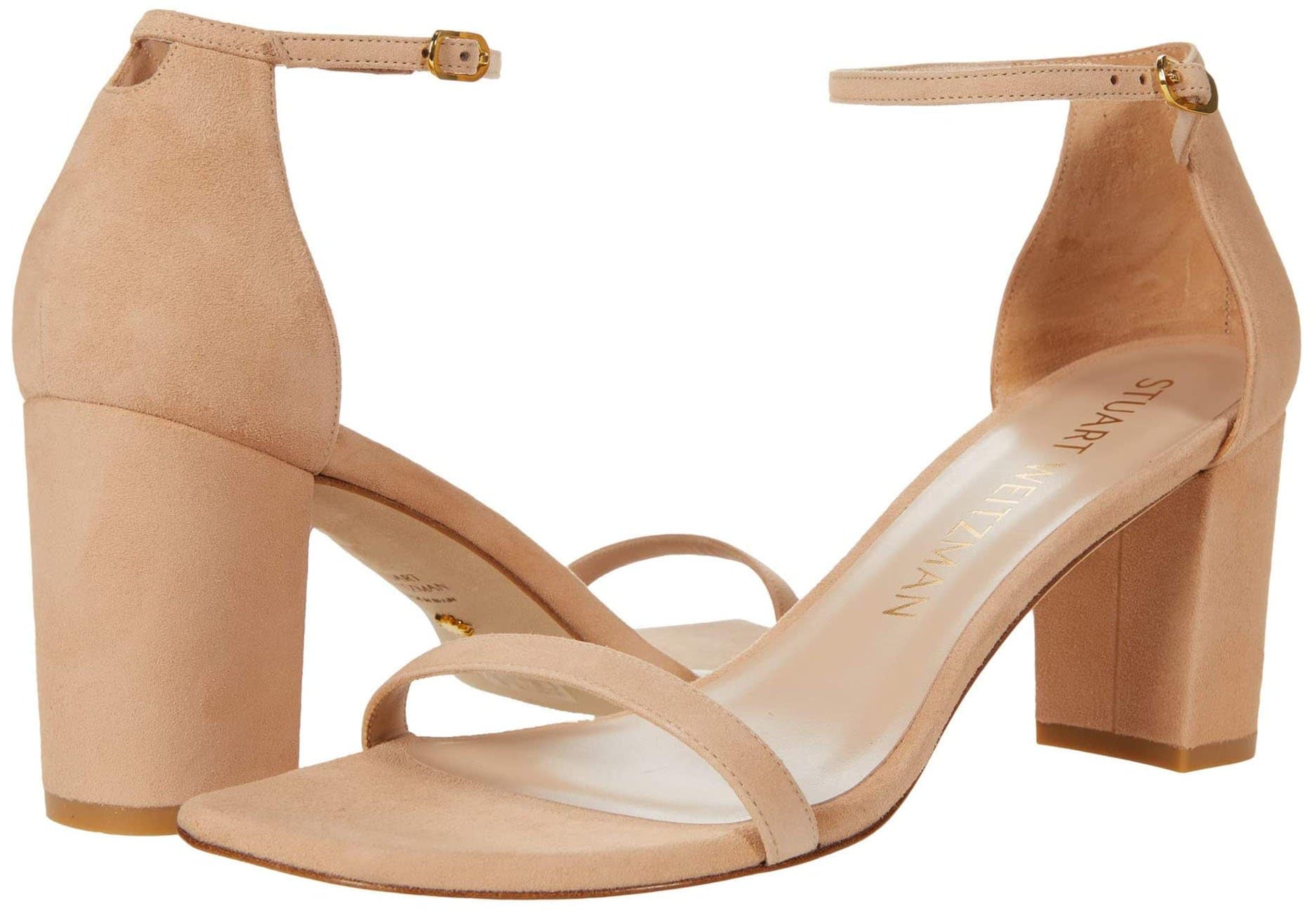 Let your citrus dress do the talking by pairing it with the classic but chic Stuart Weitzman Amelina heels