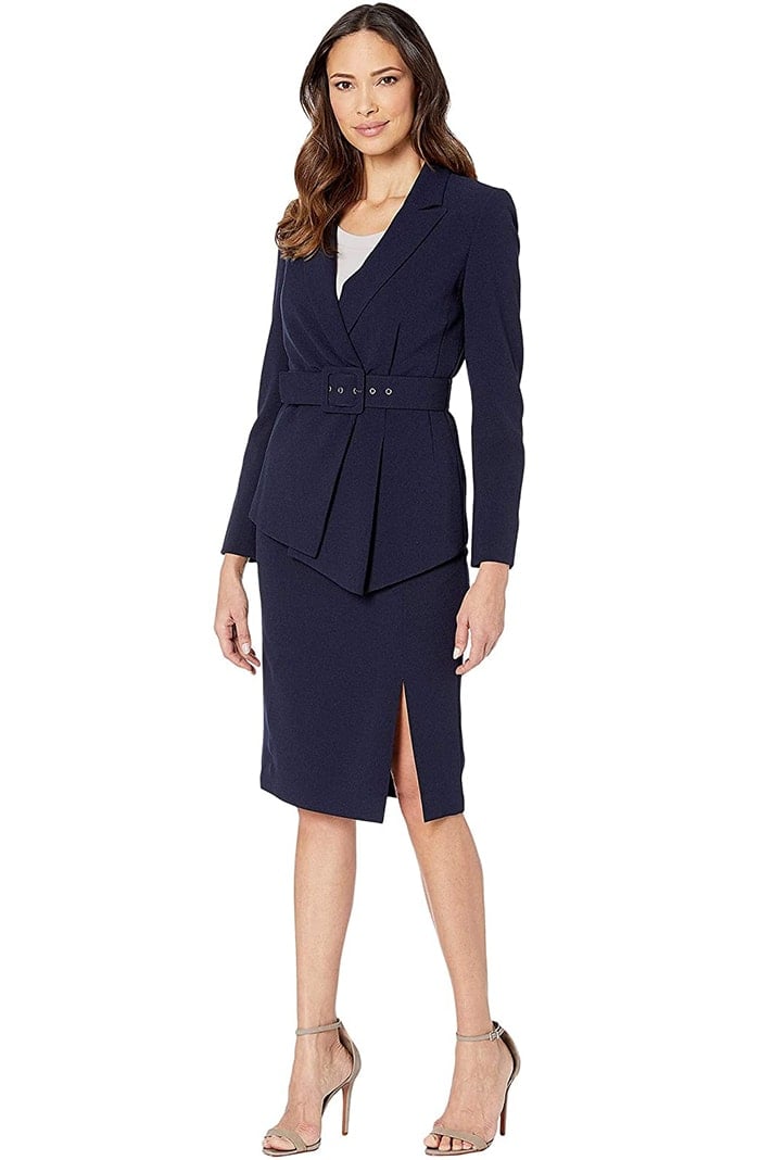 A coordinating skirt suit is perfect for those who want to give off a feminine yet powerful vibe