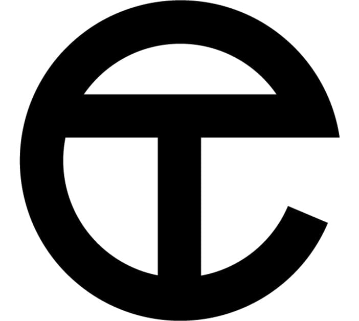 Telfar's TC logo features the initials of the brand's founder, Telfar Clemens, with an embossed letter T inside an embossed letter C