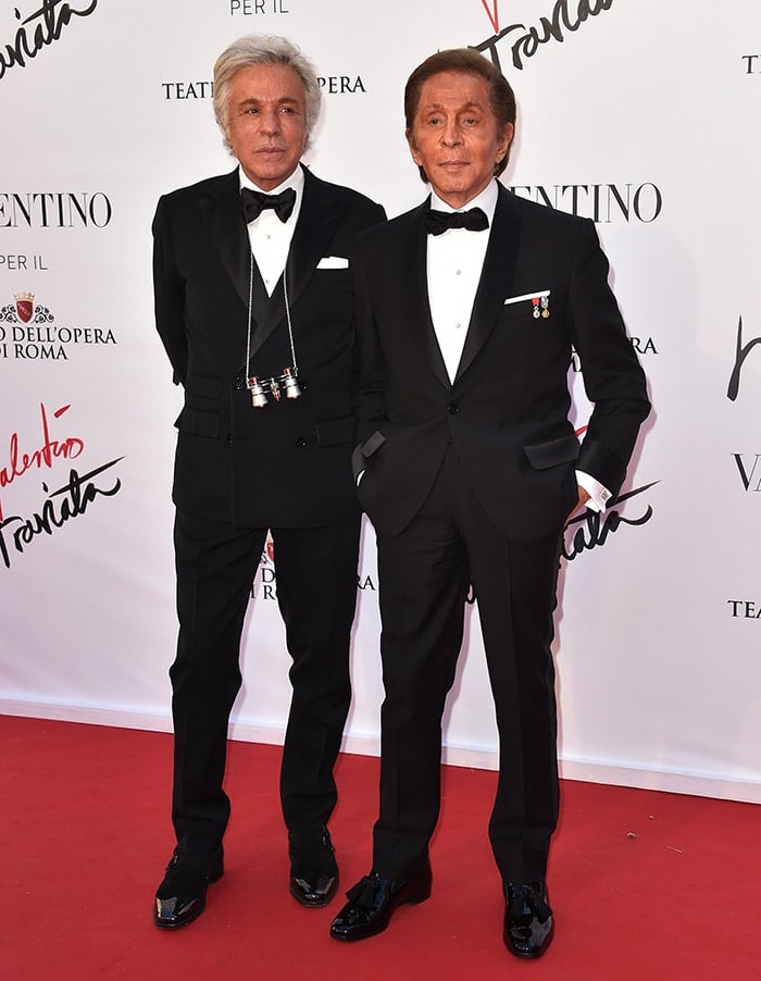 Valentino Garavani and Giancarlo Giammetti at the La Traviata opening gala in Rome on May 22, 2016