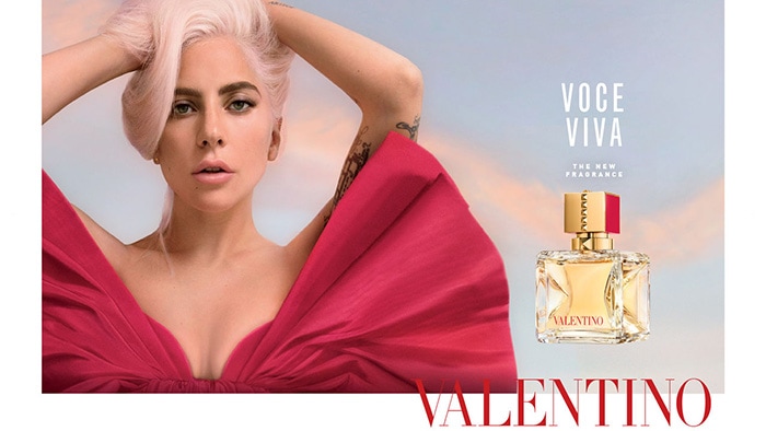 Lady Gaga as the ambassador for Valentino's new fragrance Voce Viva