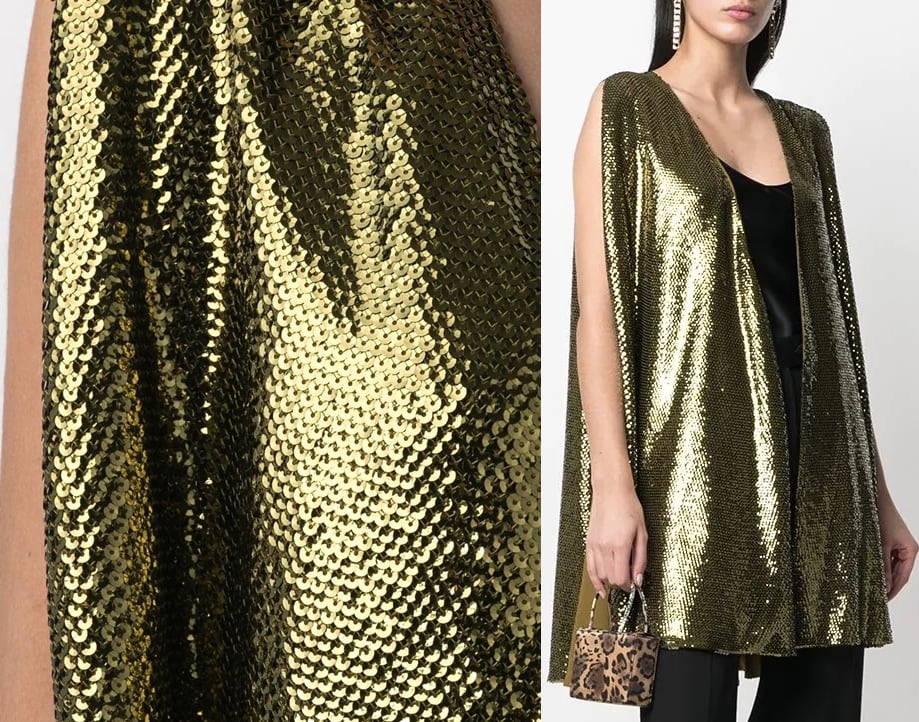This green sequin-embellished sleeveless cape from Valentino retails for $9,500