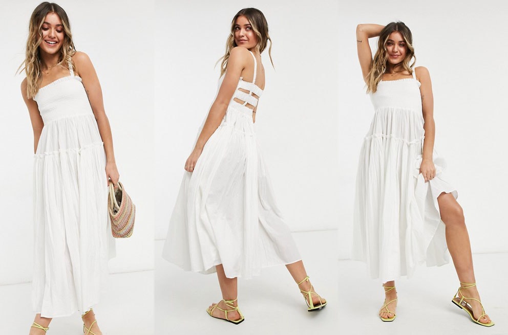 You'll never go wrong with a flowy white sundress, like Asos Design's Cami Midi dress, for summer