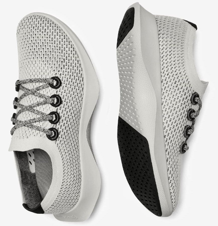 Allbirds Tree Dashers in Quartz feature a breathable eucalyptus fiber upper and sugarcane-based SweetFoam sole for sustainable comfort and performance