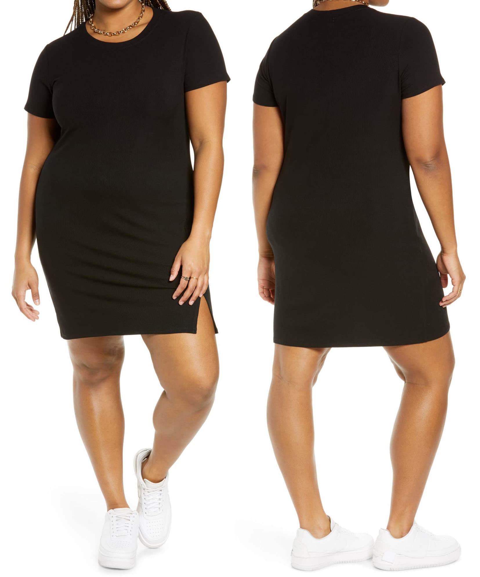 Perfect a casual-cool vibe in BP.'s short-sleeved rib t-shirt dress, made from stretchy rayon-spandex