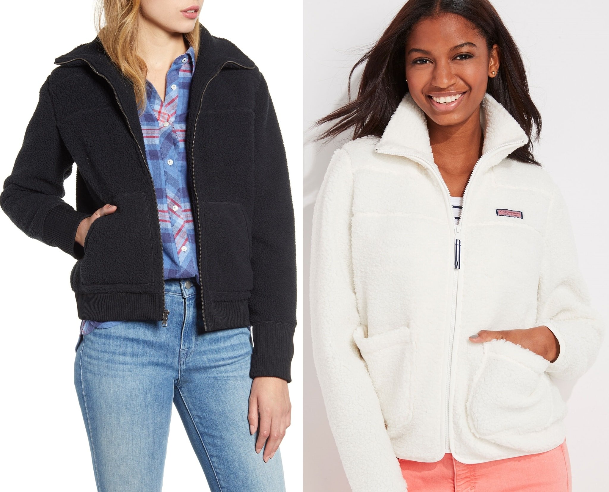 A go-to jacket for Saturdays on the sidelines feels wonderfully cozy inside and out in high-pile fleece with a split kangaroo pocket to keep hands warm