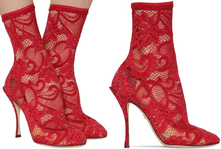 Always a Sicilian and feminine icon for Dolce & Gabbana, this boot is made from timeless soft stretch lace