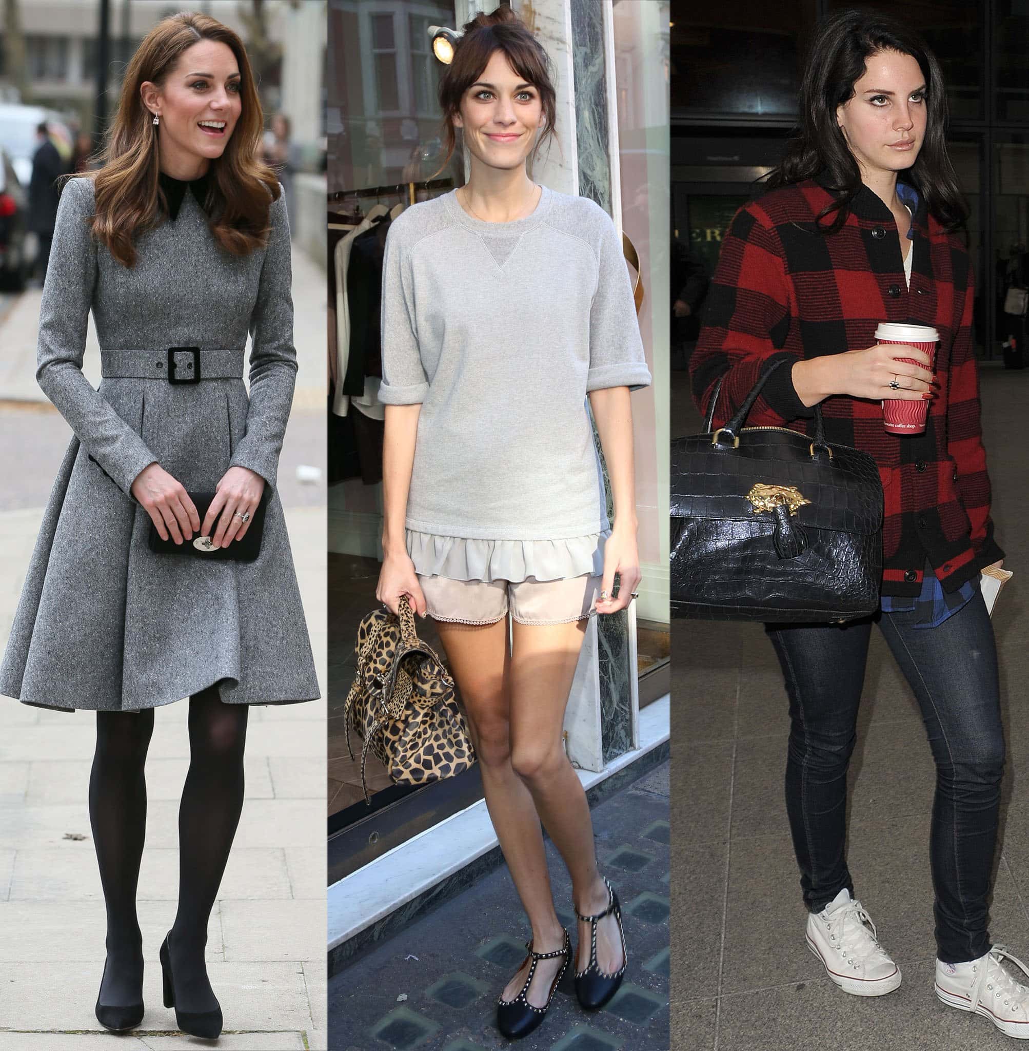 Icons of Style: Catherine, Duchess of Cambridge, Alexa Chung, and Lana Del Rey elegantly showcase the versatility and timeless appeal of Mulberry bags