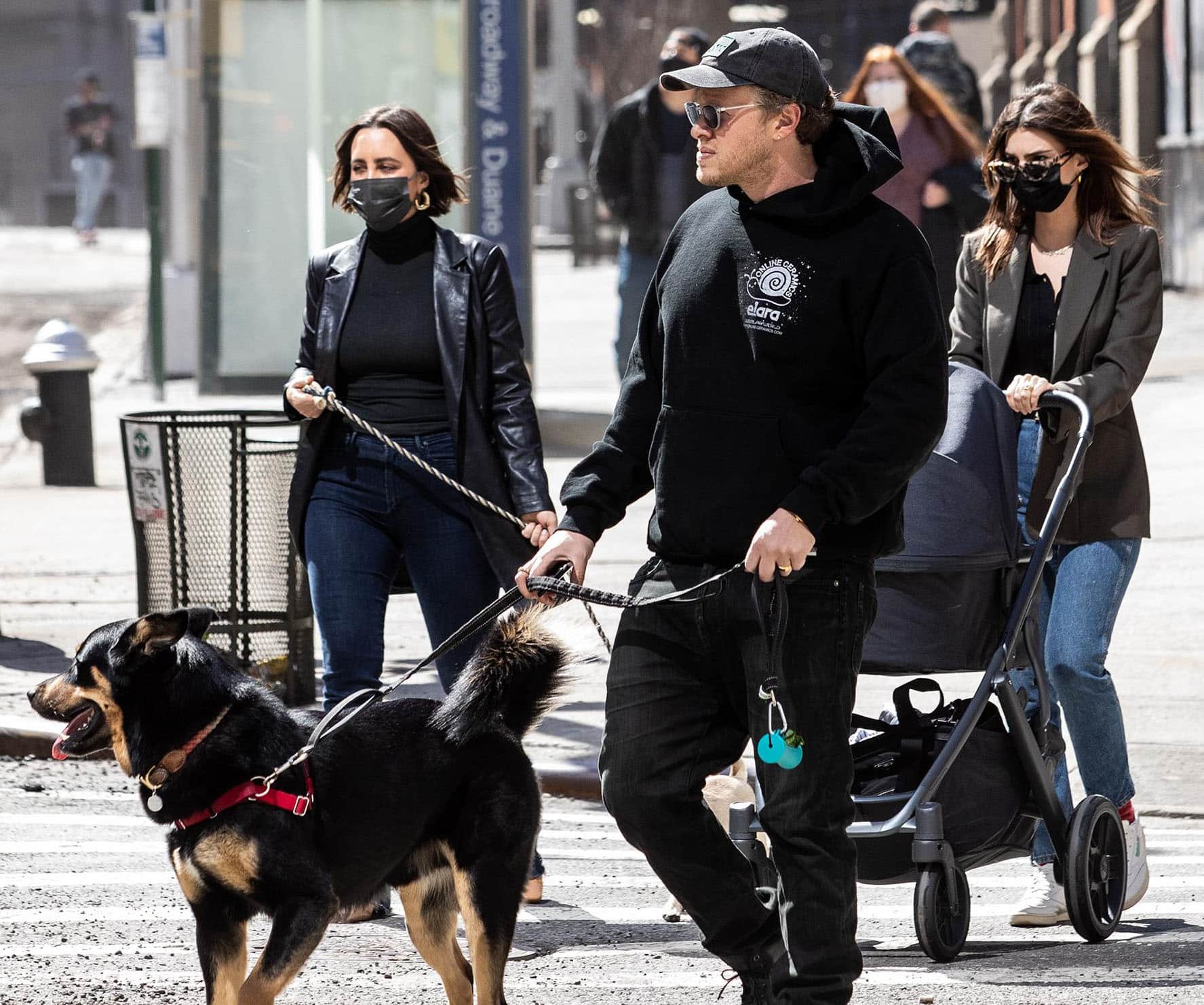 Sebastian Bear-McClard and wife Emily Ratajkowski take their newborn son, Sylvester Apollo, out in New York City on March 20, 2021