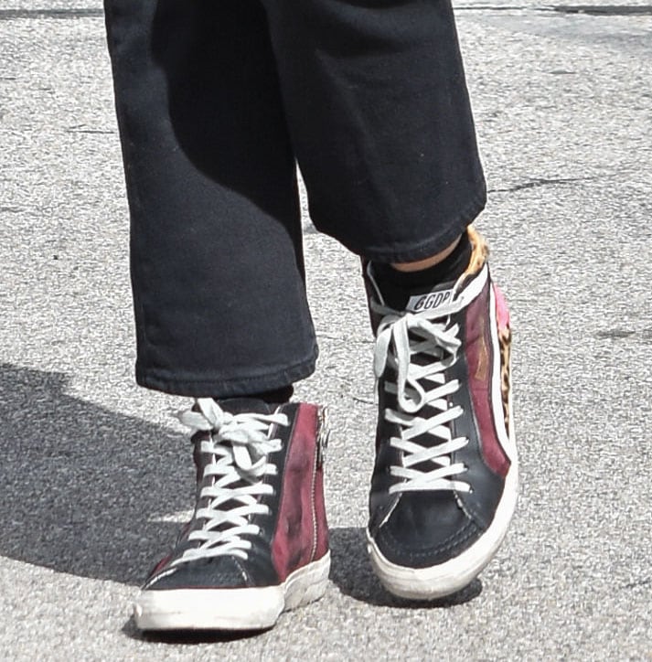 Lucy Hale finishes off a casual-chic look with Golden Goose Slide high-tops