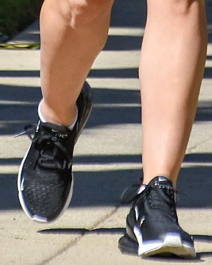 Lucy Hale finishes off her athleisure look with Nike Air Max 270 shoes