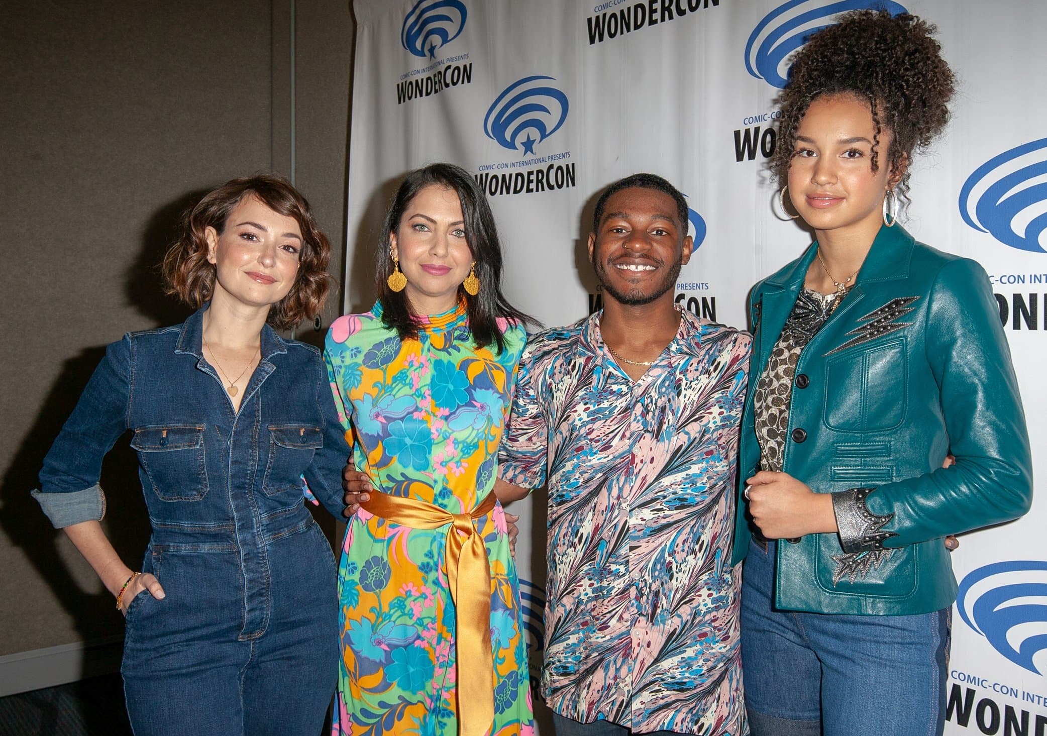 Marvel Rising co-stars Kamil McFadden (Patriot), Milana Vayntrub (Squirrel Girl), and Kathreen Khavari (Ms. Marvel) at the premiere of Marvel Rising: Heart of Iron