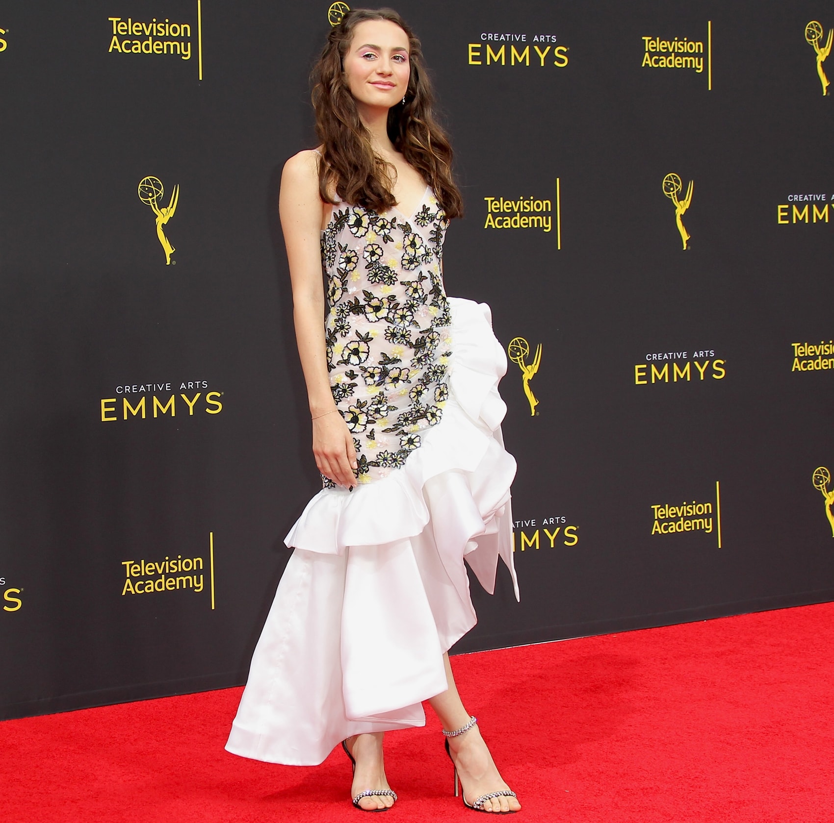 Maude Apatow wears a Rodarte ruffled floral-beaded dress