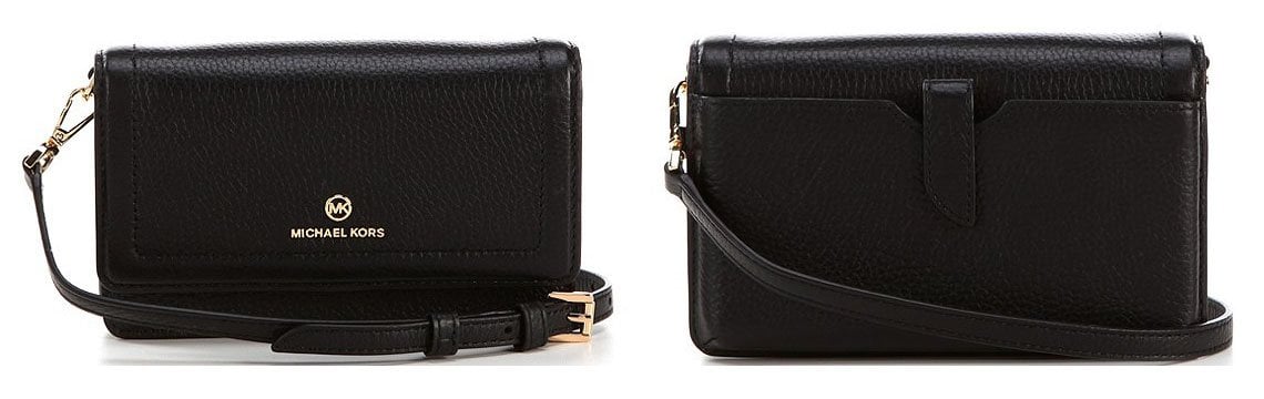 Small yet functional, the Michael Kors Jet Set Smartphone convertible crossbody has interior pockets and a back snap pocket
