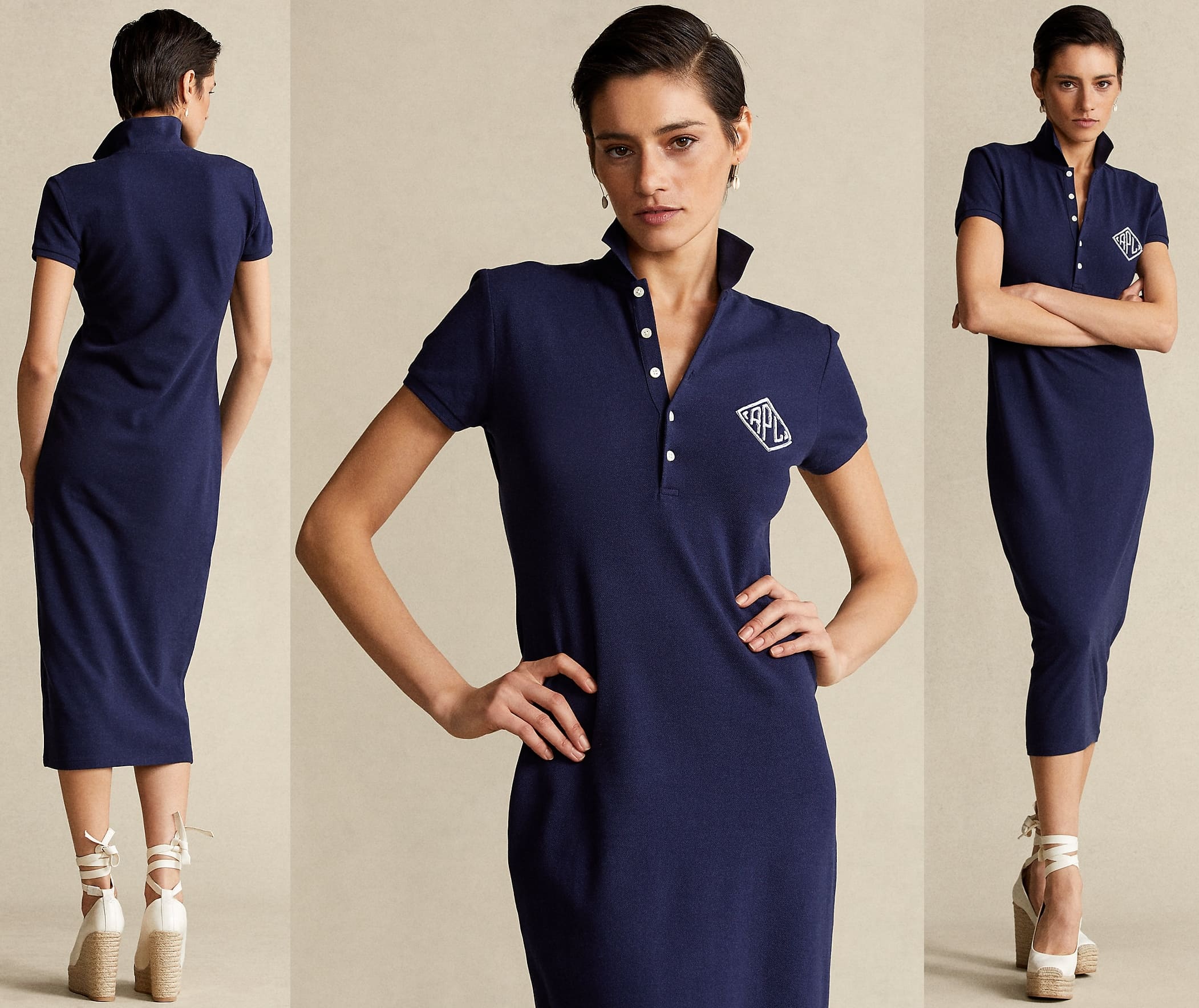 Presented in an elongated silhouette, this dress draws influence from Ralph Lauren's iconic Polo shirt
