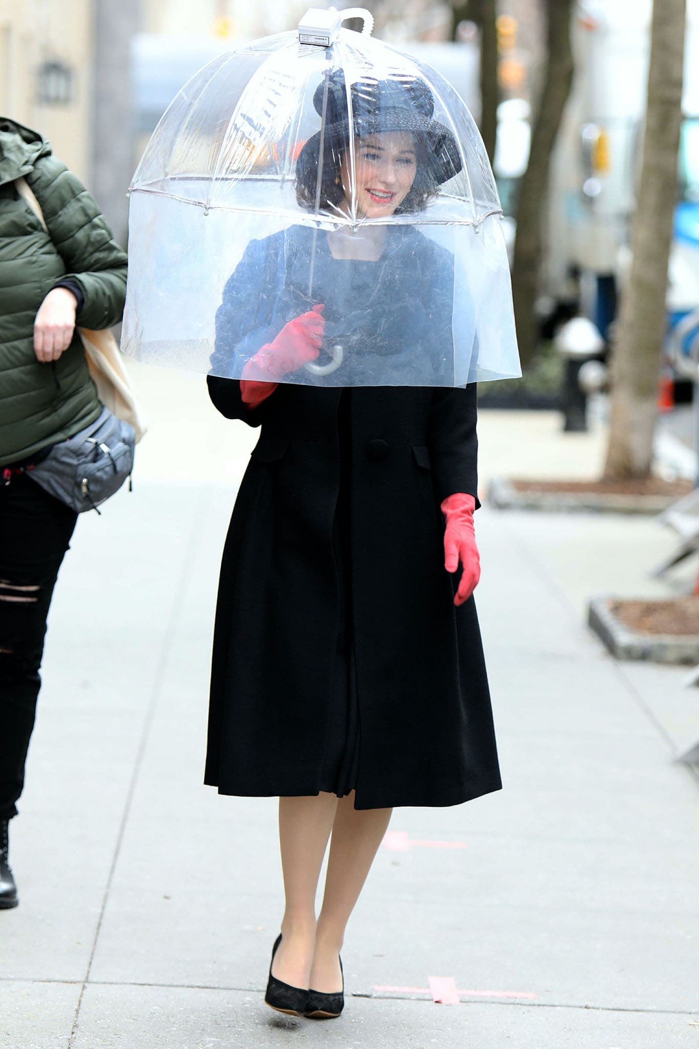 Rachel Brosnahan on the set of her critically acclaimed series, The Marvelous Mrs. Maisel, in New York City on March 4, 2021