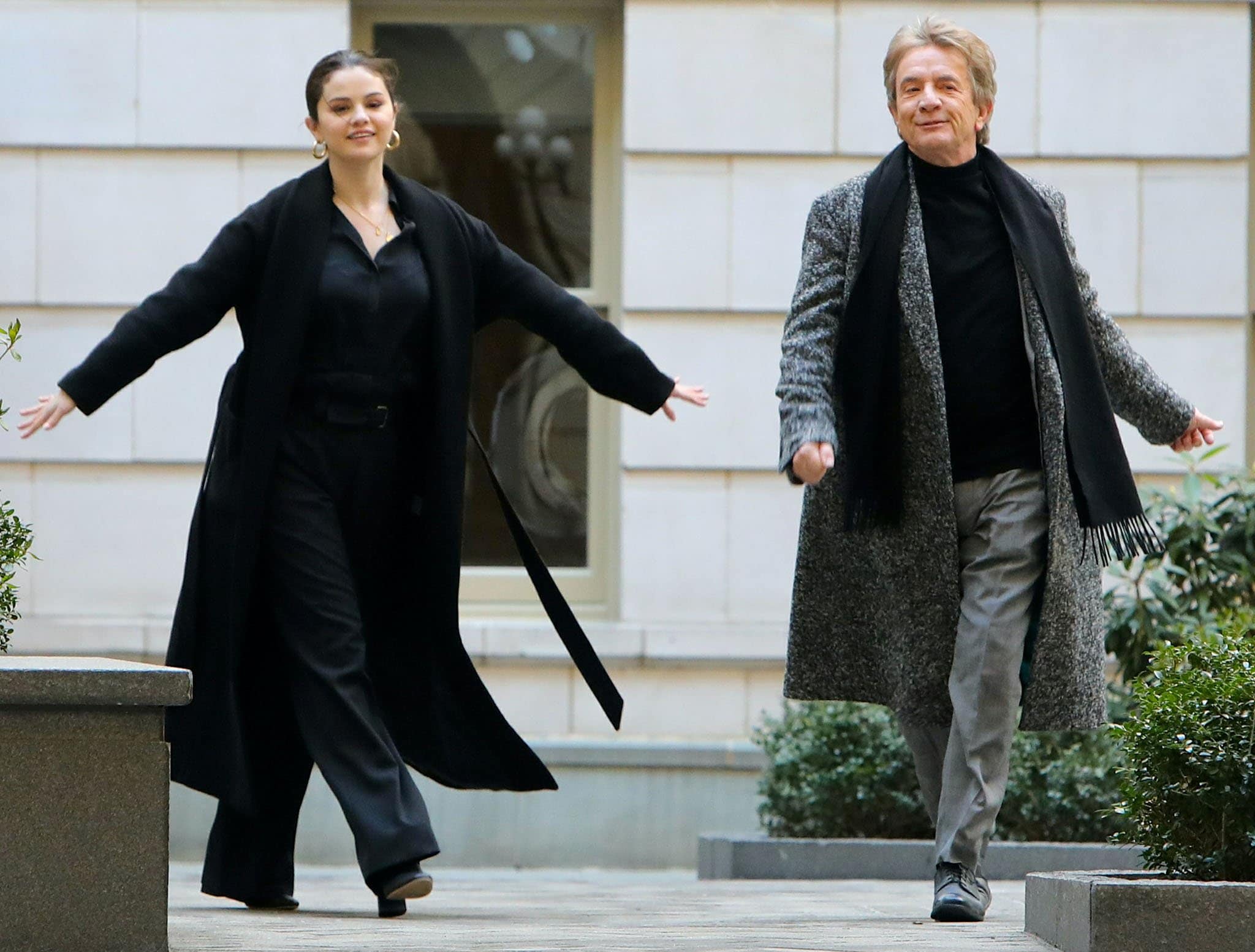 Selena Gomez and Martin Short filming Only Murders in the Building on March 10, 2021