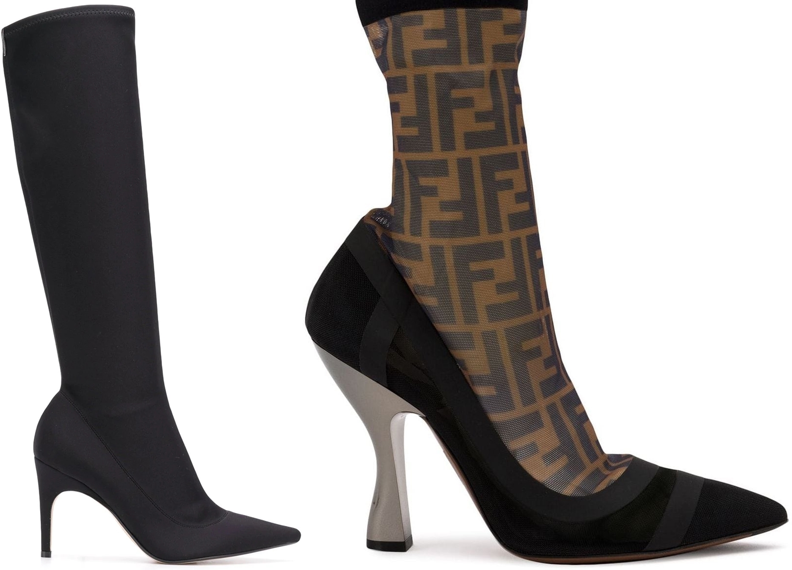 Sergio Rossi Kit sock boots and Fendi Colibrì FF motif sock boots