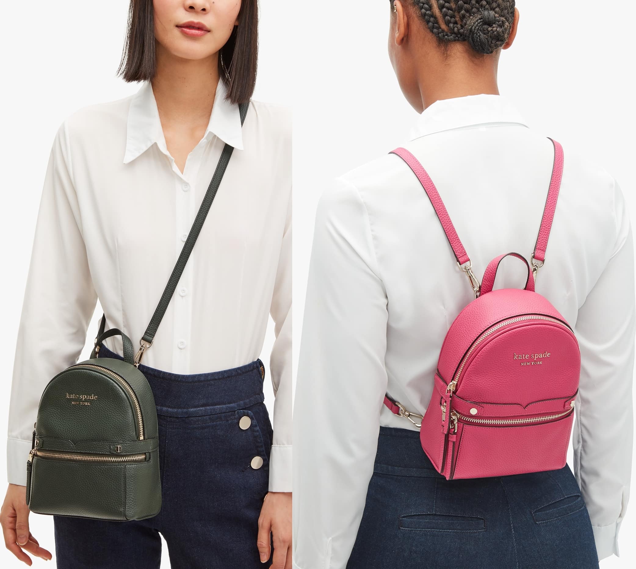 This mini convertible backpack can be transformed into a crossbody or shoulder bag