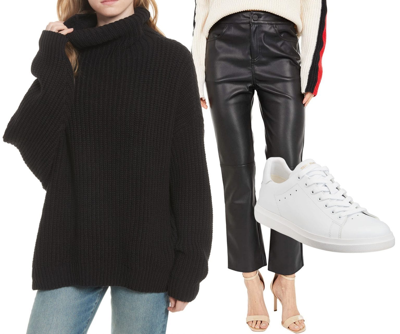 white sneakers matching pants