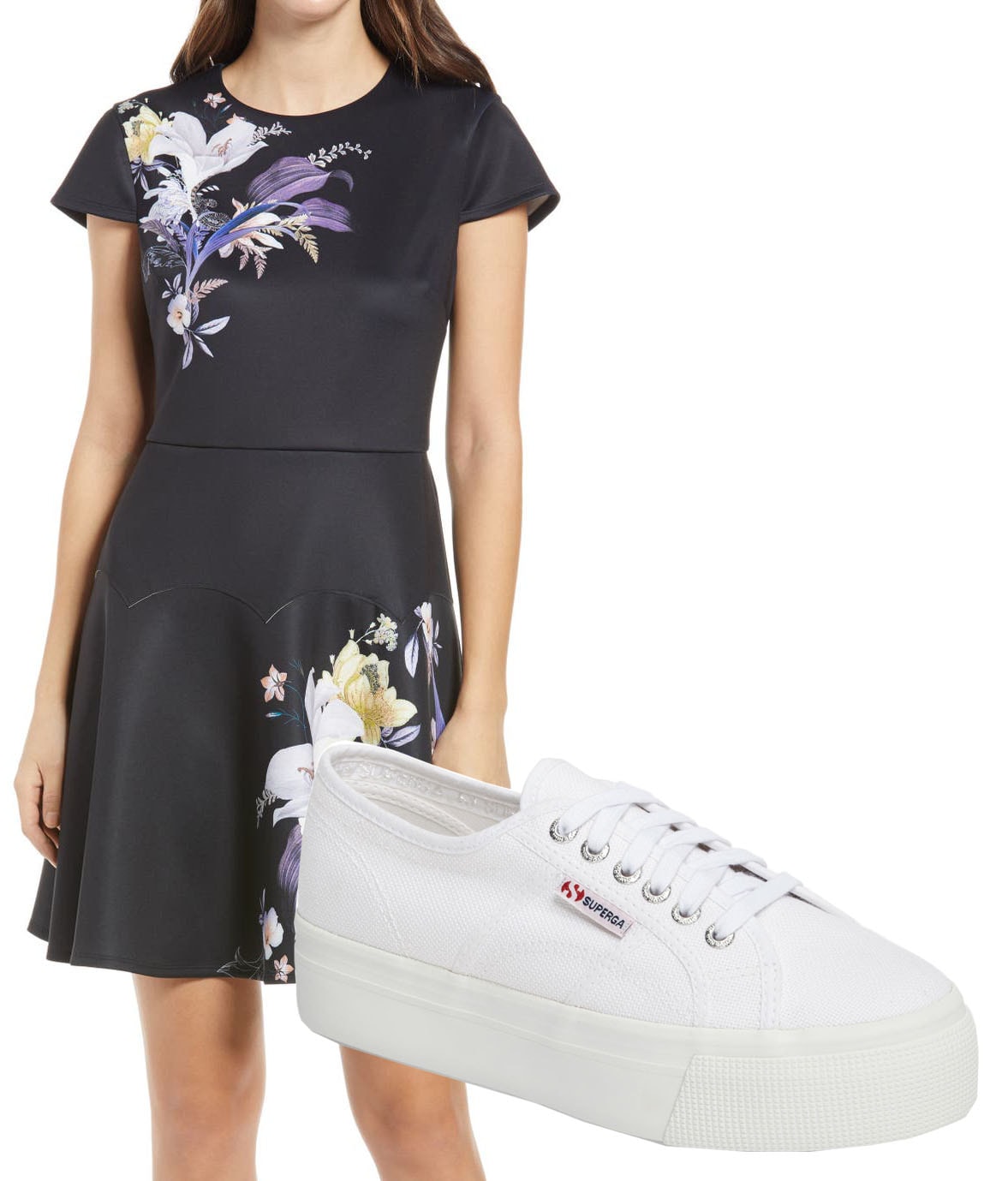 Ted Baker London Decadence Skater Dress, Superga Acot Linea Platform Sneakers