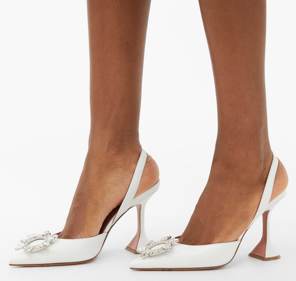 amina muaddi white pump