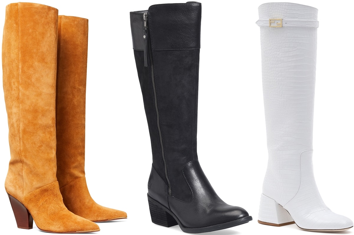 Three classic knee-high boots from Tory Burch, Børn, and Fendi