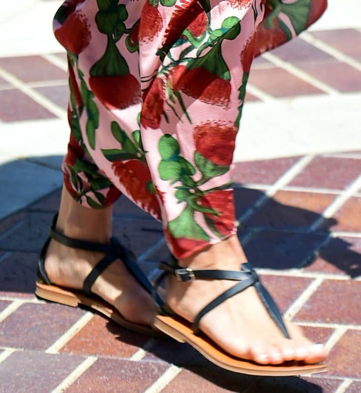 Heidi Klum completes her spring look with K.Jacques St. Tropez Cedre sandals