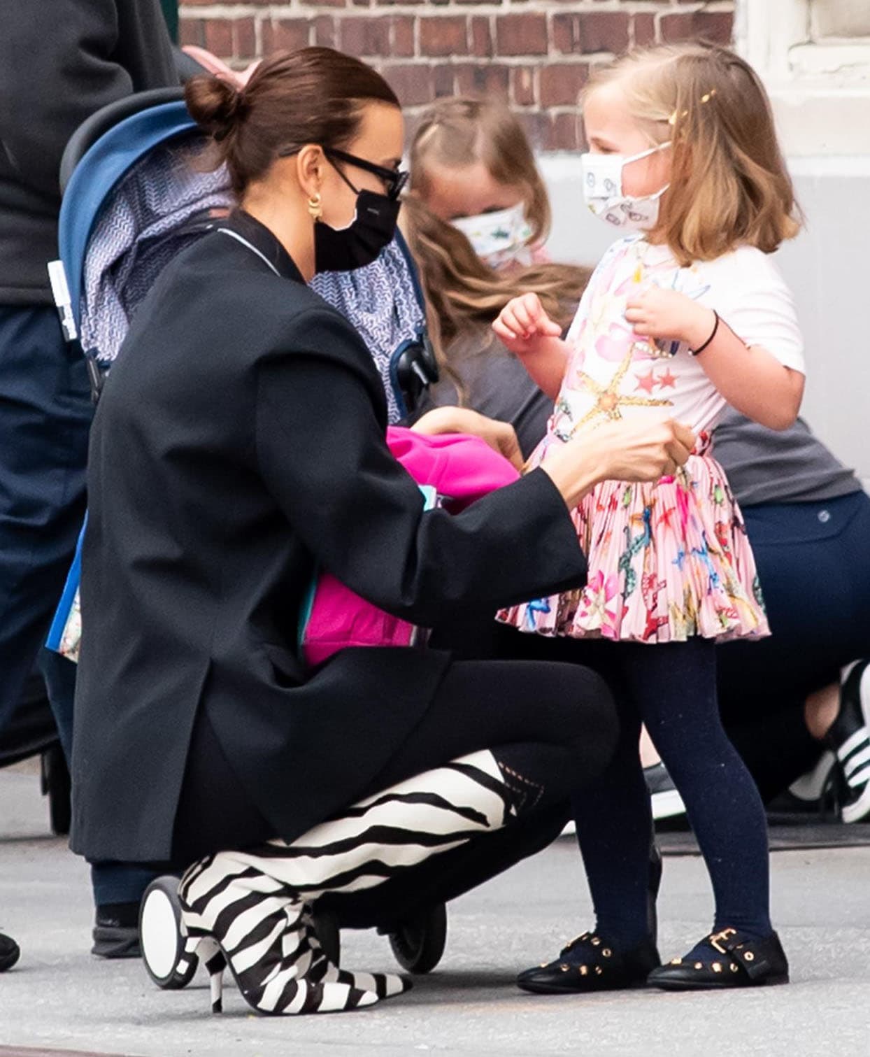 Irina Shayk picks up her daughter, Lea de Seine, from school in New York City on April 14, 2021