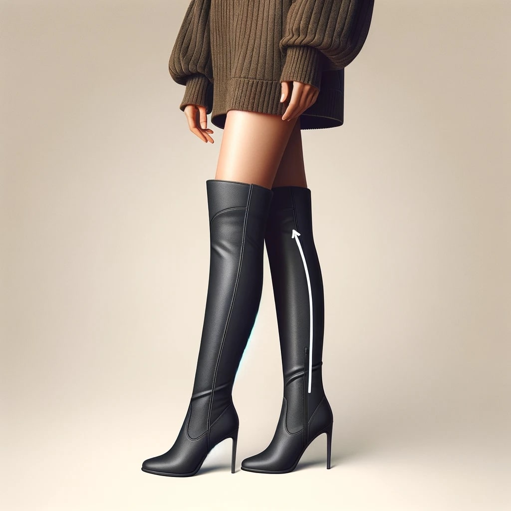 Knee-high boots should have a snug, contouring fit around the calf without being tight enough to be uncomfortable or to cause gaping