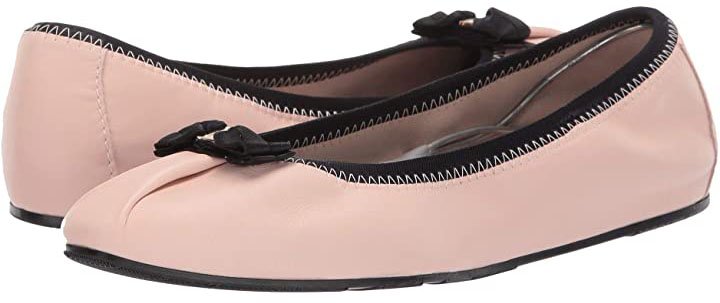 The Joy ballet flat in Bon Bon Nappa Guanto from Salvatore Ferragamo features an ultra-feminine look with a grosgrain bow accent