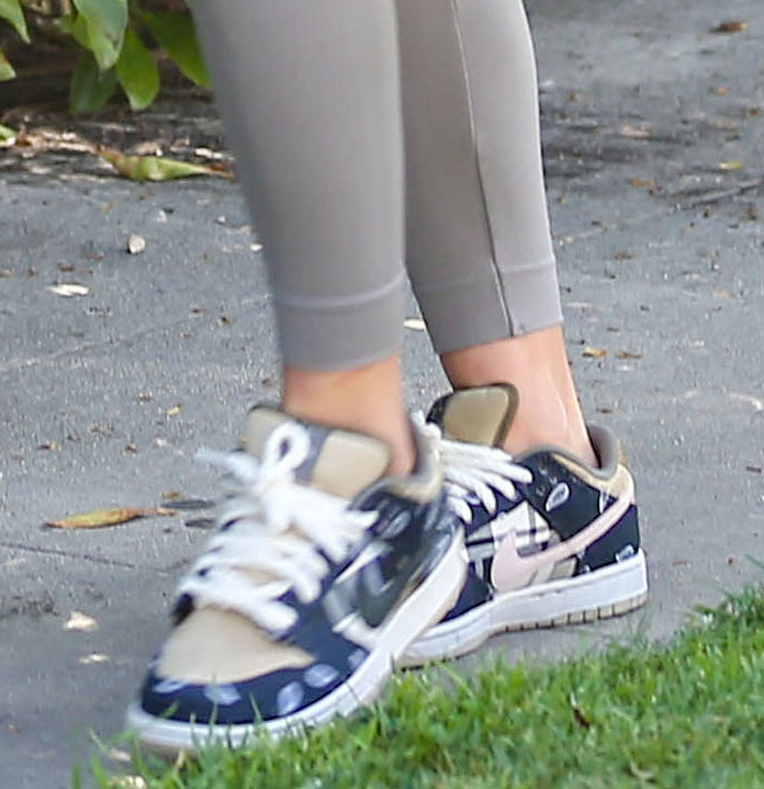 Sofia Richie finishes off her sporty look with Nike x Travis Scott SB Dunk Low sneakers