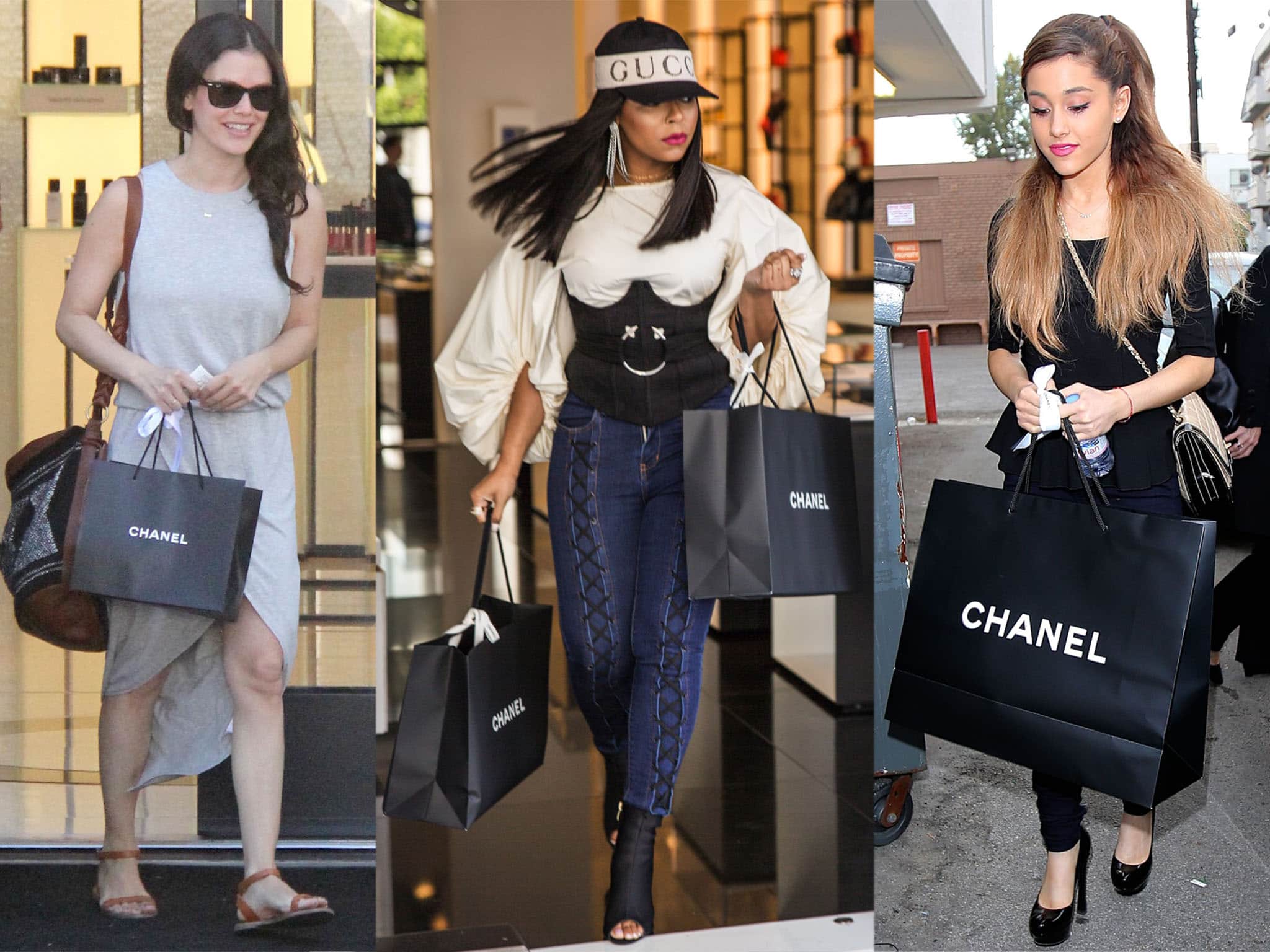 Rachel Bilson, Ashanti, and Ariana Grande shopping at Chanel stores in Los Angeles